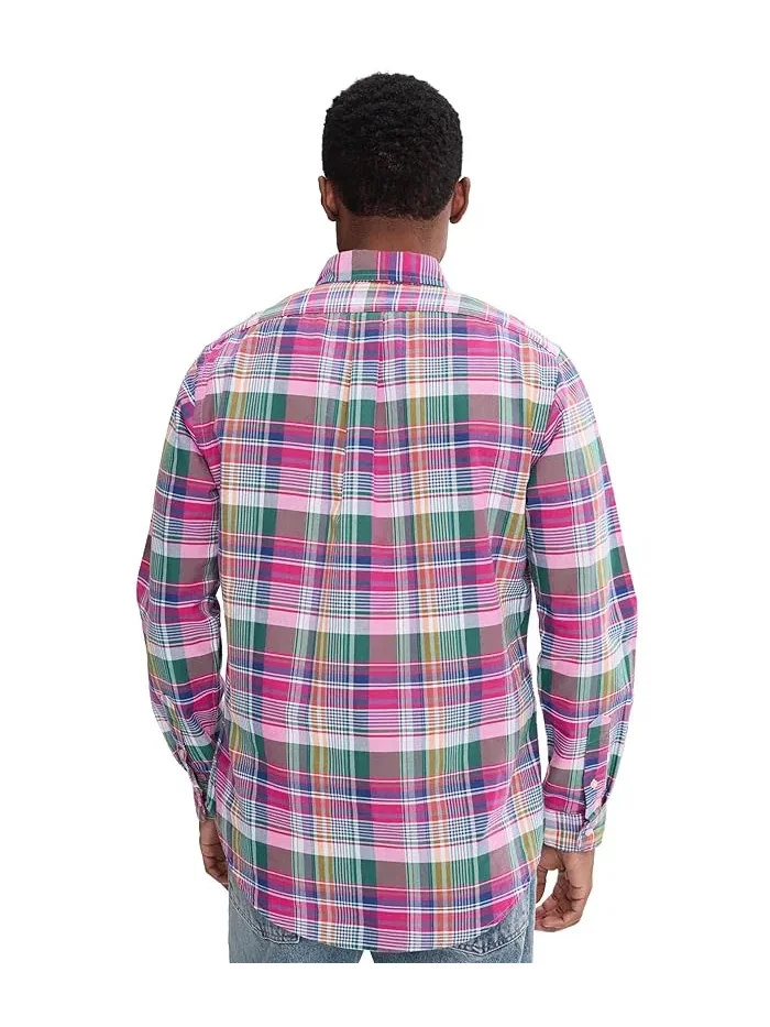 Рубашка Oxford в клетку Classic Fit Plaid Oxford Shirt Polo Ralph Lauren — изображение 4 из 5, синий
