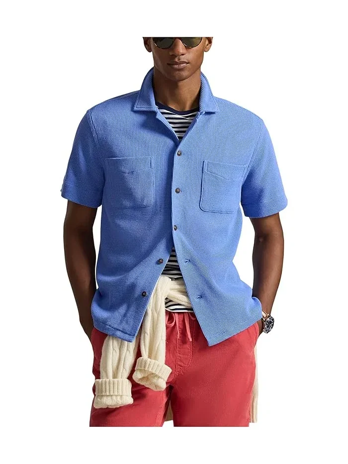 Рубашка Camp waffle-knit cotton linen Polo Ralph Lauren — изображение 1 из 5, синий
