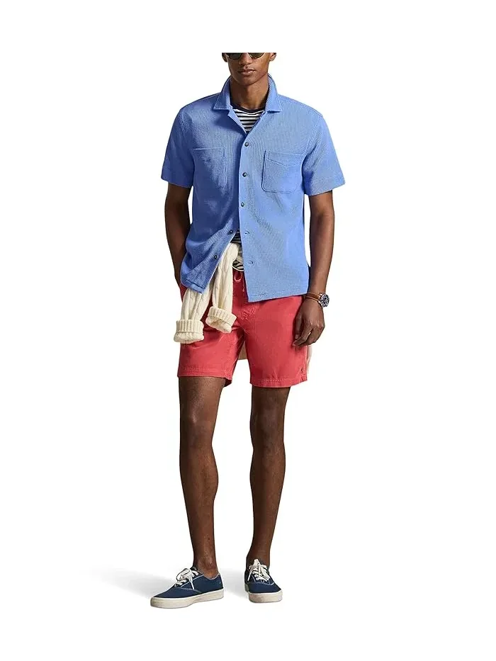 Рубашка Camp waffle-knit cotton linen Polo Ralph Lauren — изображение 2 из 5, синий
