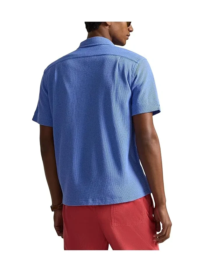 Рубашка Camp waffle-knit cotton linen Polo Ralph Lauren — изображение 3 из 5, синий