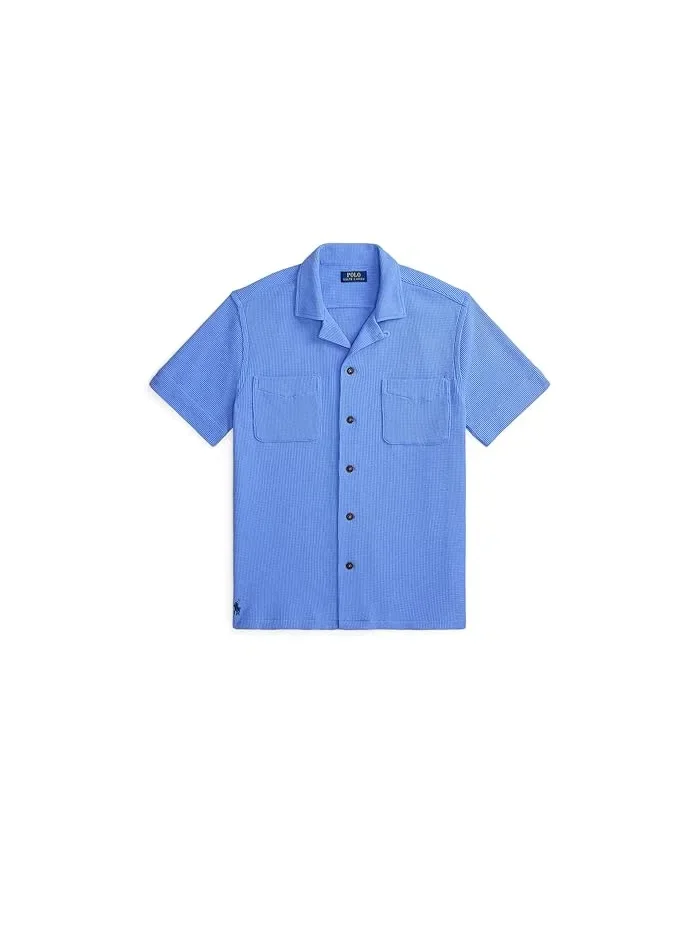 Рубашка Camp waffle-knit cotton linen Polo Ralph Lauren — изображение 5 из 5, синий