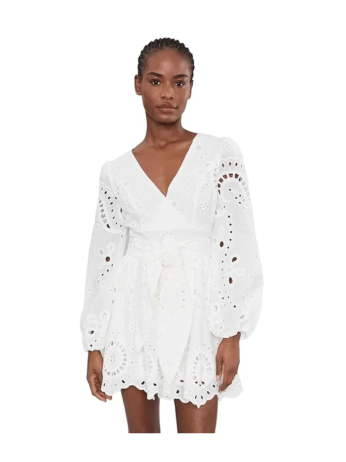 Ромпер с вышивкой Broderie Anglaise Cotton Romper Dress Avec Les Filles — белый