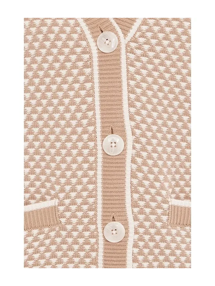 Кардиган вязаный Tarran Stitch Knit Varley — изображение 5 из 5, коричневый