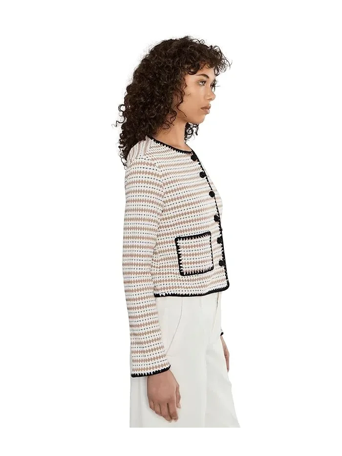 Кардиган с кружевной отделкой Crochet Detailed Knit CeCe — изображение 3 из 5, насыщенный черный