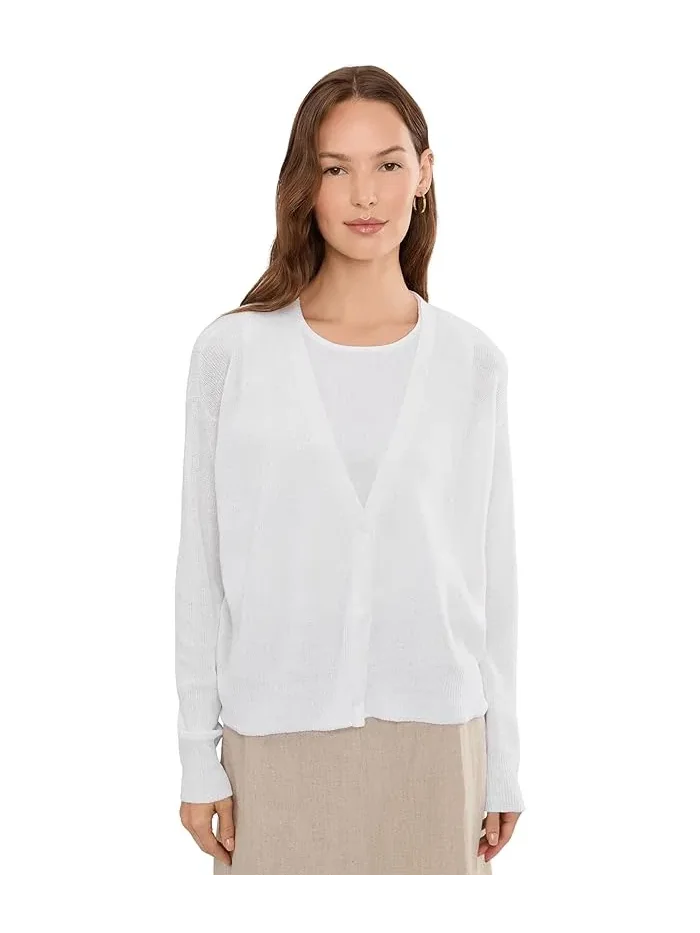 Кардиган с V-образным вырезом Organic Linen Cotton Eileen Fisher — белый
