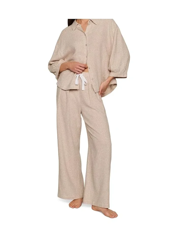 Пижамные брюки прямого кроя Linen Blend Relaxed Eberjey — изображение 1 из 4, белый
