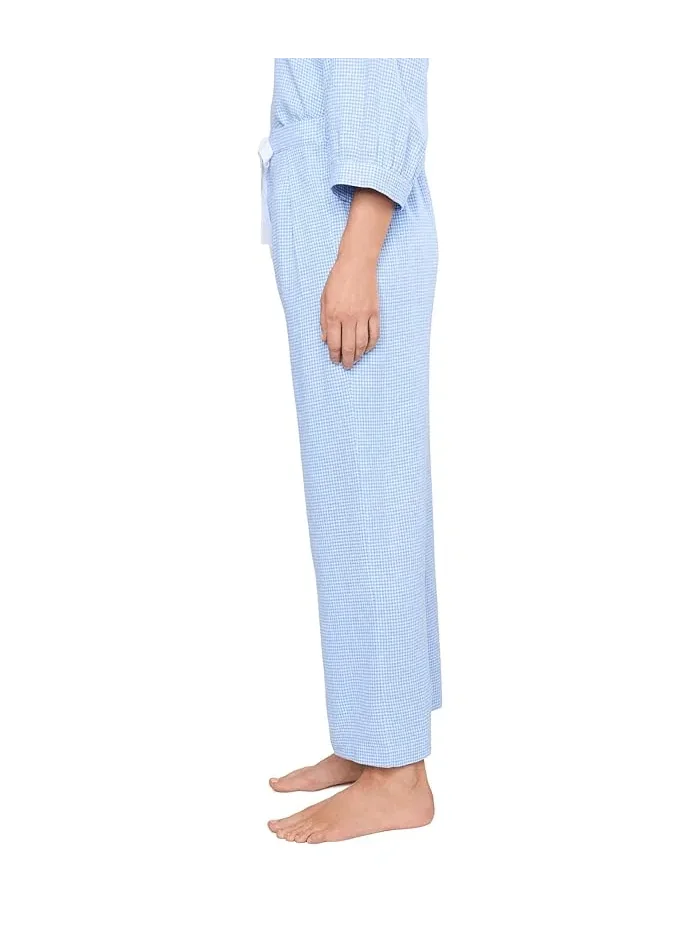 Брюки свободные Linen Blend Relaxed Eberjey — изображение 3 из 5, белый/синий