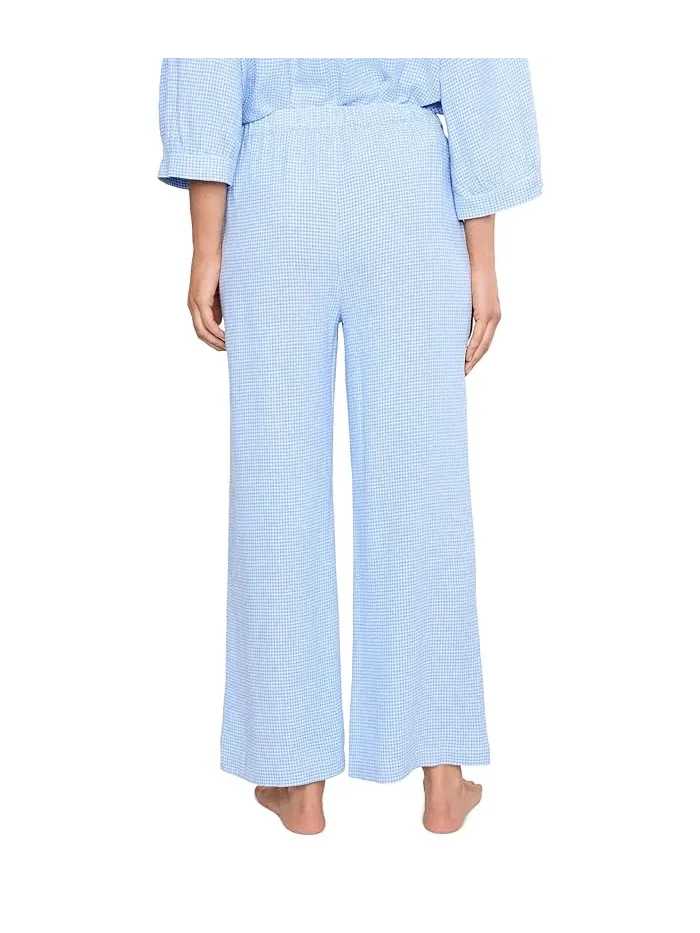 Брюки свободные Linen Blend Relaxed Eberjey — изображение 4 из 5, белый/синий