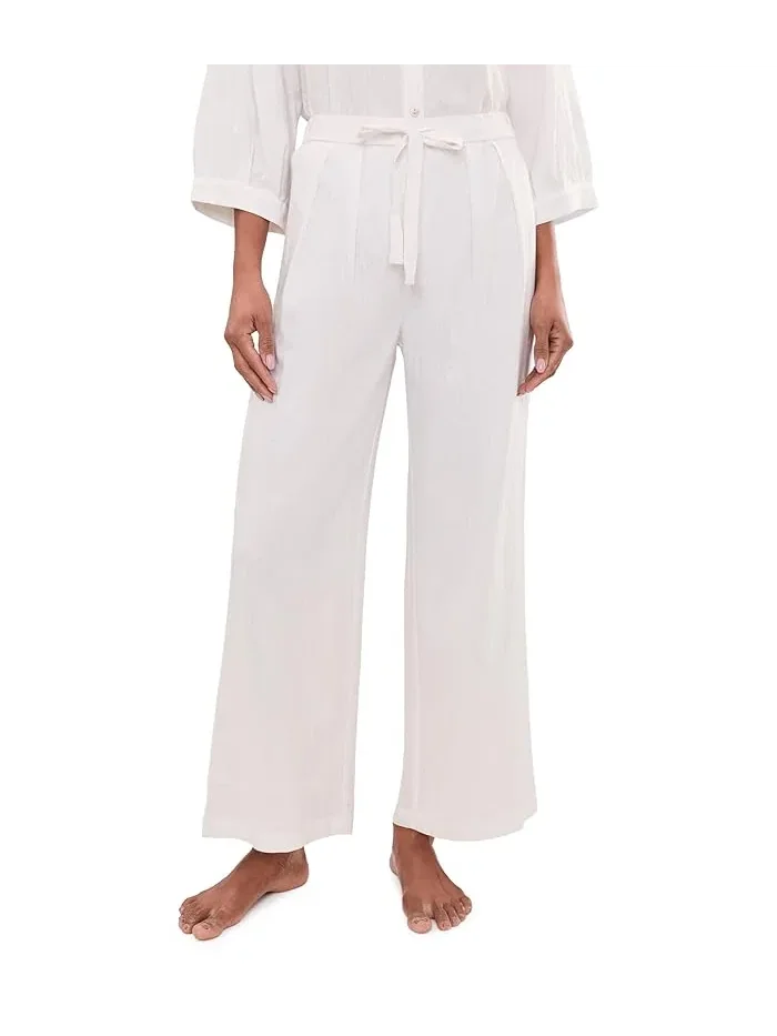 Брюки расслабленного кроя Linen Blend Relaxed Pants Eberjey — изображение 1 из 5, белый