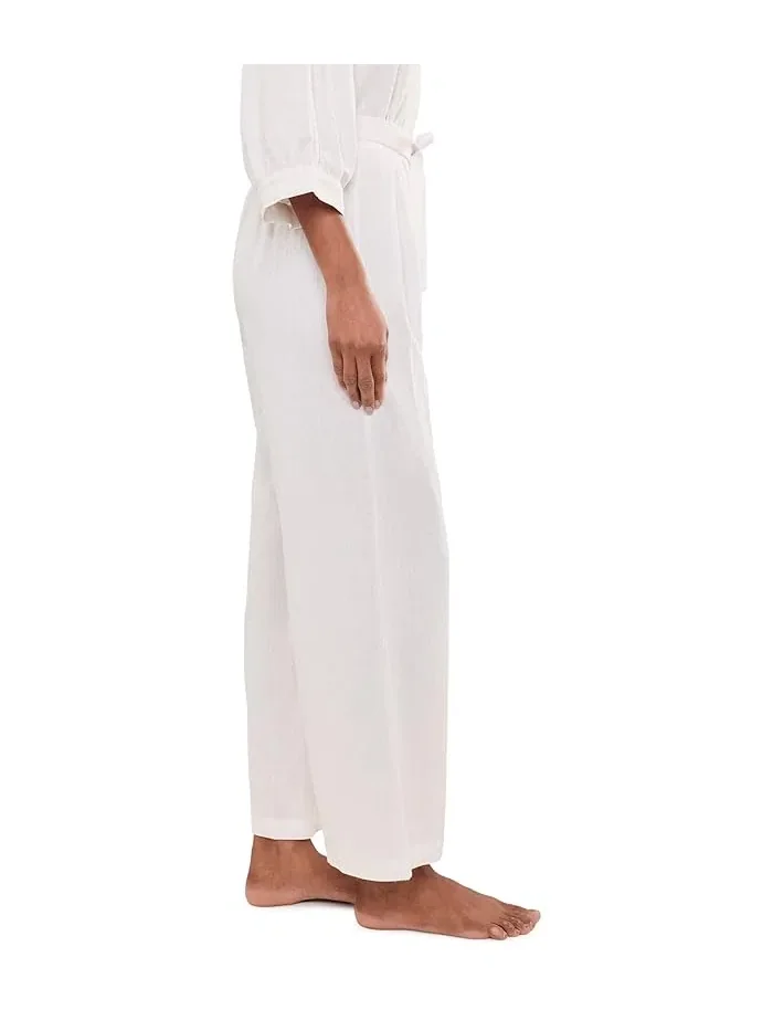 Брюки расслабленного кроя Linen Blend Relaxed Pants Eberjey — изображение 3 из 5, белый
