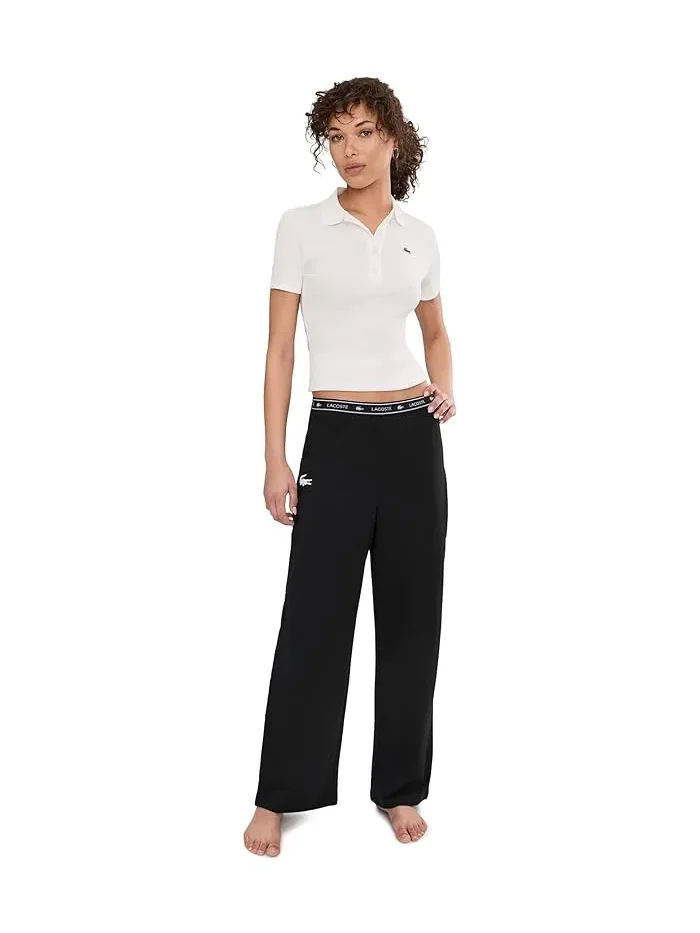 Брюки для отдыха из флиса Soft Fleece Loungewear Pants Lacoste — изображение 2 из 5, черный/белый