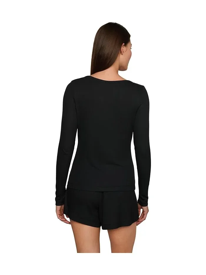 Пижамная рубашка с длинным рукавом Dream Rib Longsleeve Henley Eberjey — изображение 2 из 3, коричневый