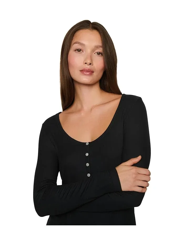 Пижамная рубашка с длинным рукавом Dream Rib Longsleeve Henley Eberjey — изображение 3 из 3, коричневый