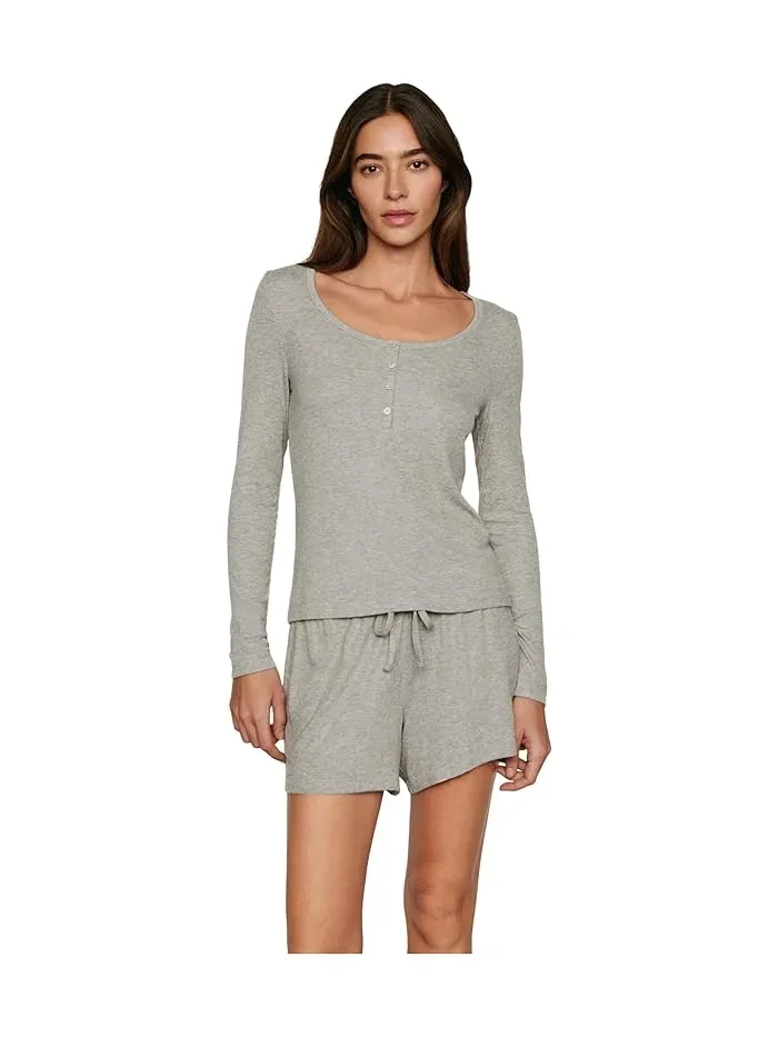 Пижамная рубашка Dream Rib Longsleeve Henley Eberjey — изображение 1 из 3, темный серый
