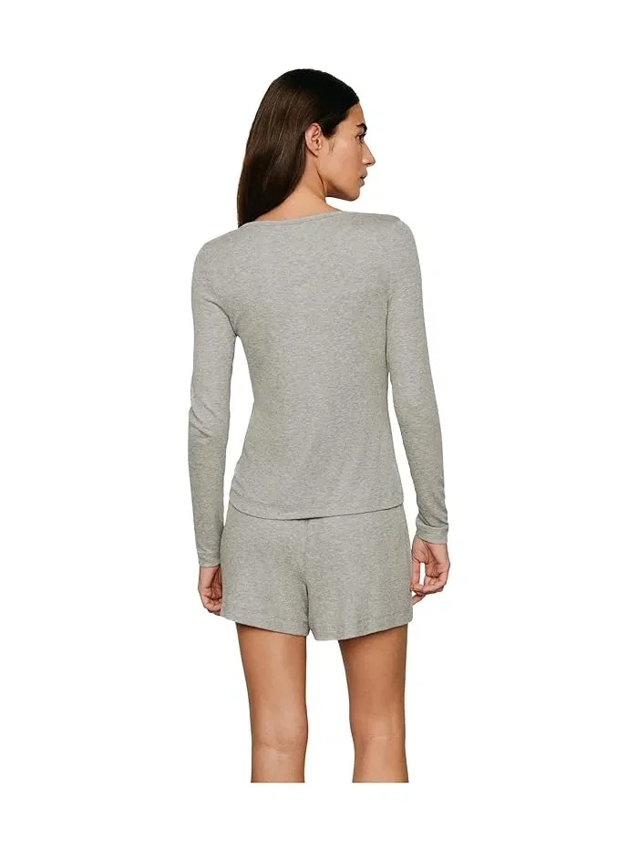 Пижамная рубашка Dream Rib Longsleeve Henley Eberjey — изображение 2 из 3, темный серый