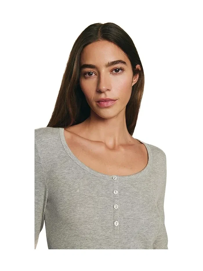 Пижамная рубашка Dream Rib Longsleeve Henley Eberjey — изображение 3 из 3, темный серый
