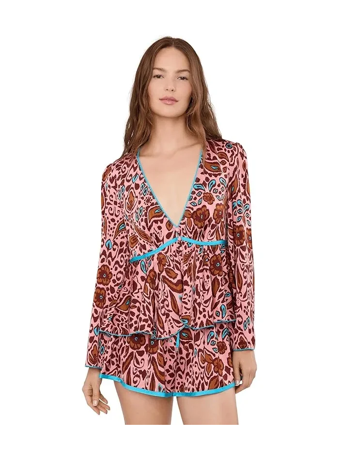 Комплект пижамный с кружевом Bed To Brunch Set Free People — изображение 1 из 5, розовый