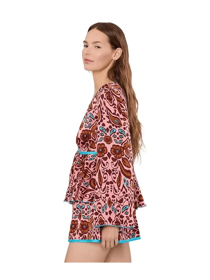 Комплект пижамный с кружевом Bed To Brunch Set Free People — изображение 3 из 5, розовый