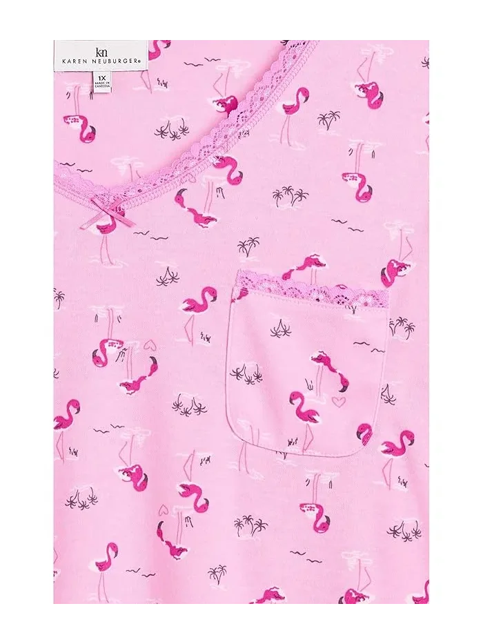 Пижама с V-образным вырезом и бермудами Flamingo, Karen Neuburger — изображение 3 из 3, розовый