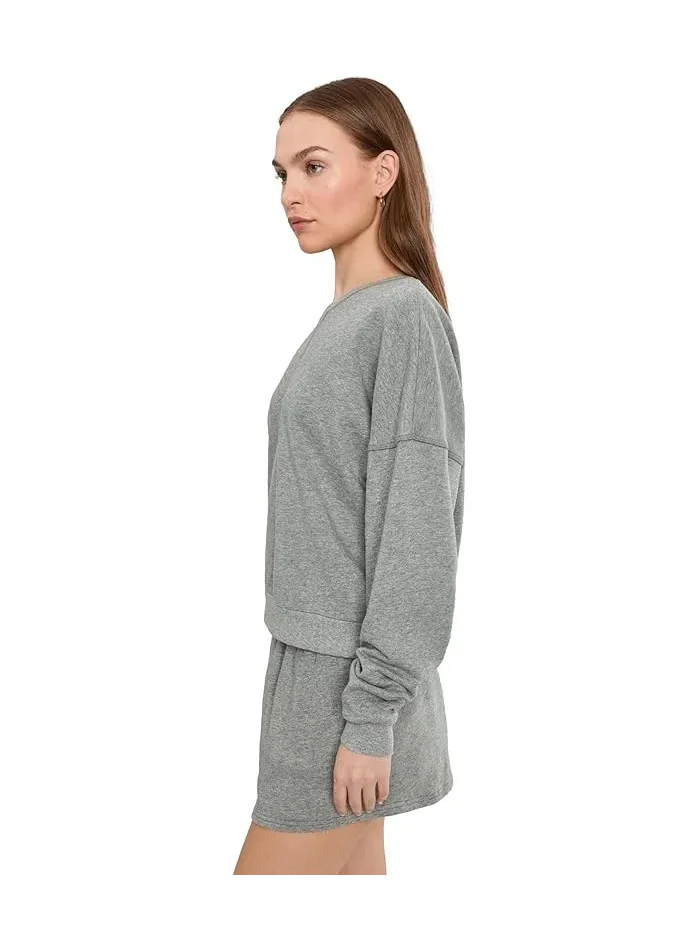 Пижамный комплект с длинным рукавом Weekend Club Long Sleeve Shorties Set HONEYDEW — изображение 3 из 5, серый
