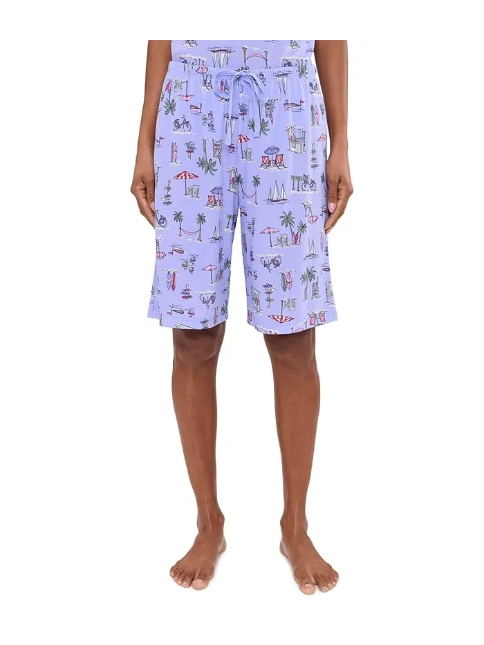 Пижама с V-образным вырезом и бермудами модель Petite Karen Neuburger, Butterfly Garden — изображение 4 из 5, пляж
