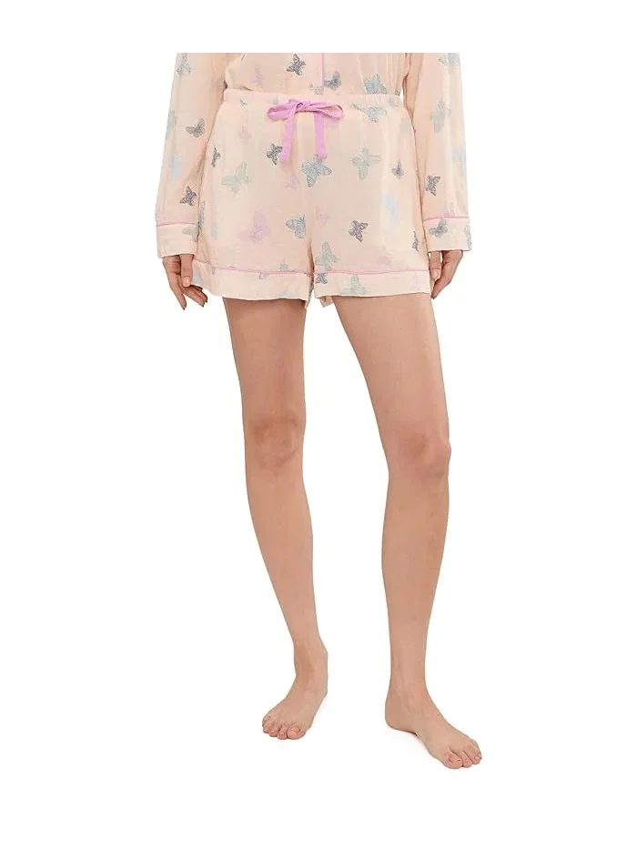 Пижама Long Sleeve Shorties Good Life HONEYDEW, Flora Stripe — изображение 2 из 5, пастельный