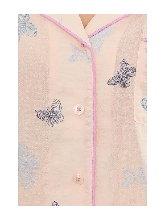 Пижама Long Sleeve Shorties Good Life HONEYDEW, Flora Stripe — изображение 5 из 5, пастельный