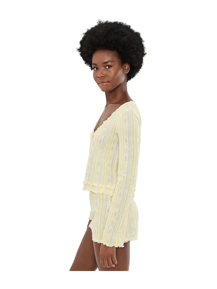 Пижамный комплект Spring Break Sleep Set Free People — изображение 3 из 5, сливочный желтый