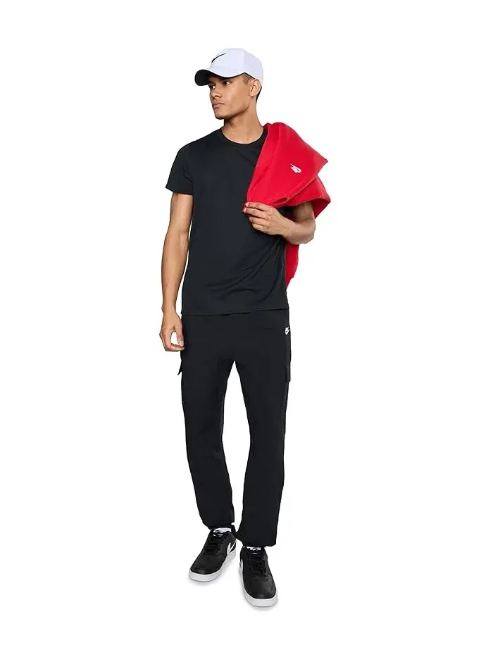 Штаны карго повседневные Club Woven Cargo Pants Nike — изображение 2 из 5, черный/белый