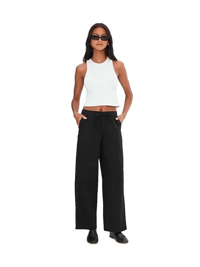 Штаны широкие Stretch Poplin Wide Leg PACT — изображение 2 из 5, черный