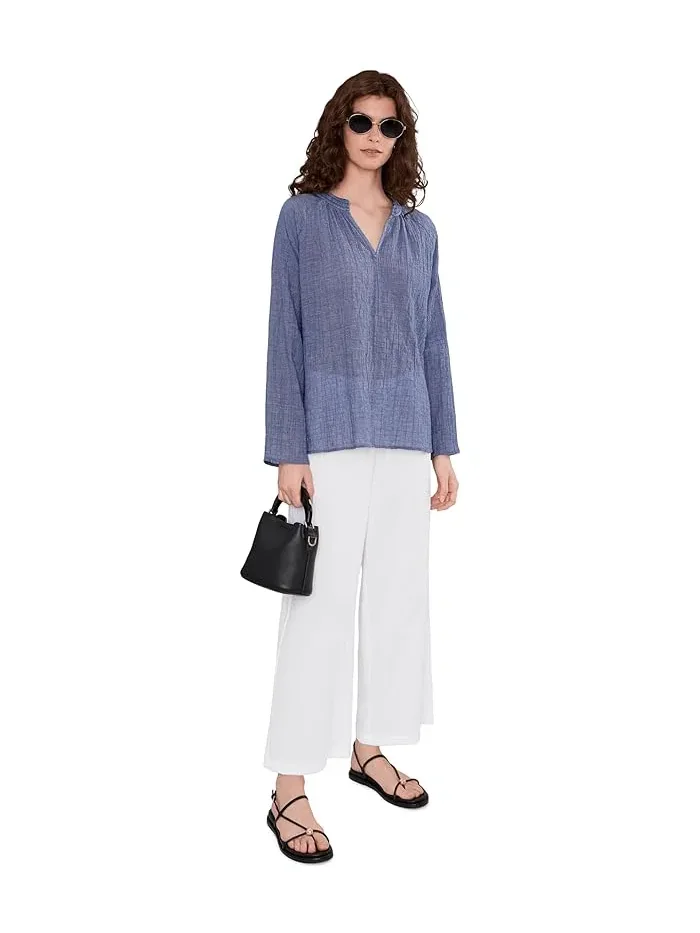 Штаны широкие Organic Cotton Pucker Ankle Wide Eileen Fisher — изображение 2 из 5, белый