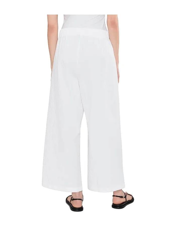 Штаны широкие Organic Cotton Pucker Ankle Wide Eileen Fisher — изображение 4 из 5, белый