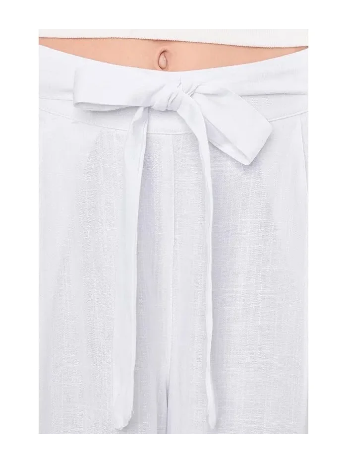 Брюки широкие с завязкой на поясе Vince Camuto — изображение 5 из 5, белый