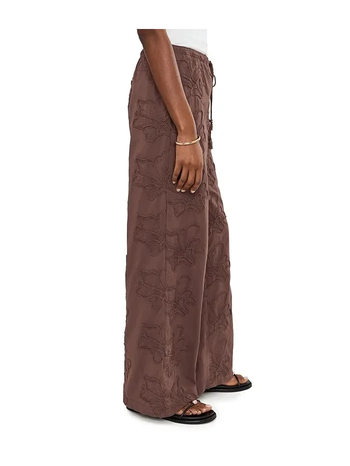 Брюки прямого кроя с цветочной вышивкой Pull On Straight Leg Pants Vince Camuto — изображение 3 из 5