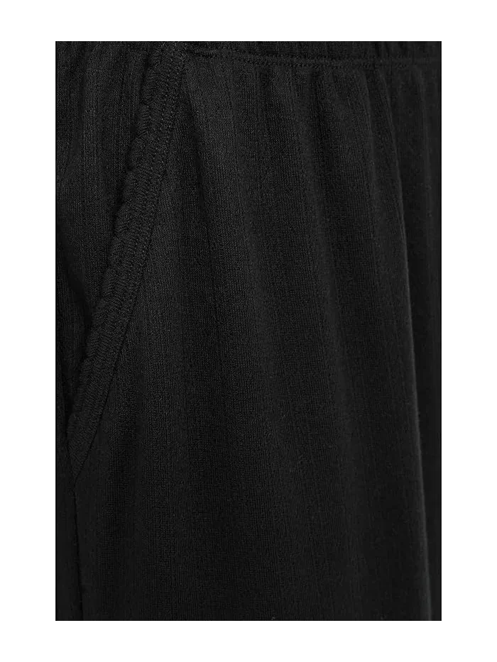 Штаны Pointelle Rib Pants с отделкой гребешком Barefoot Dreams — изображение 5 из 5, черный