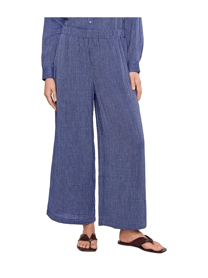Брюки полосатые из органического хлопка Eileen Fisher — черный