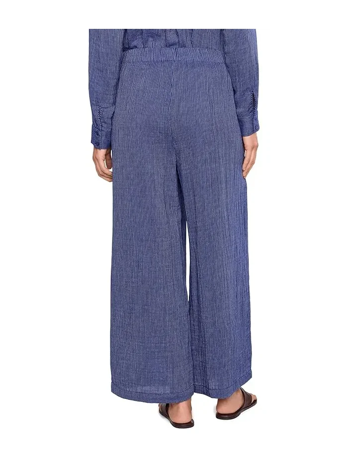 Брюки полосатые из органического хлопка Eileen Fisher — изображение 4 из 5, темно-синий