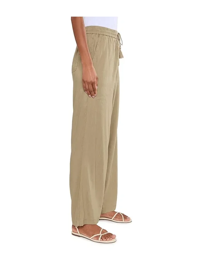 Штаны свободного кроя Mid-Rise Pull-On Drawstring Waistband Wide Leg Pants 30in Inseam Liverpool Los Angeles, бежевый