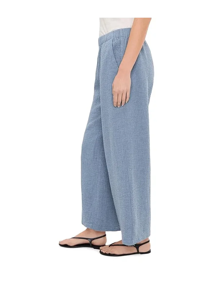 Брюки широкие из органического хлопка Organic Cotton Doubleweave Ankle Wide Pants Eileen Fisher — изображение 3 из 5, дымка