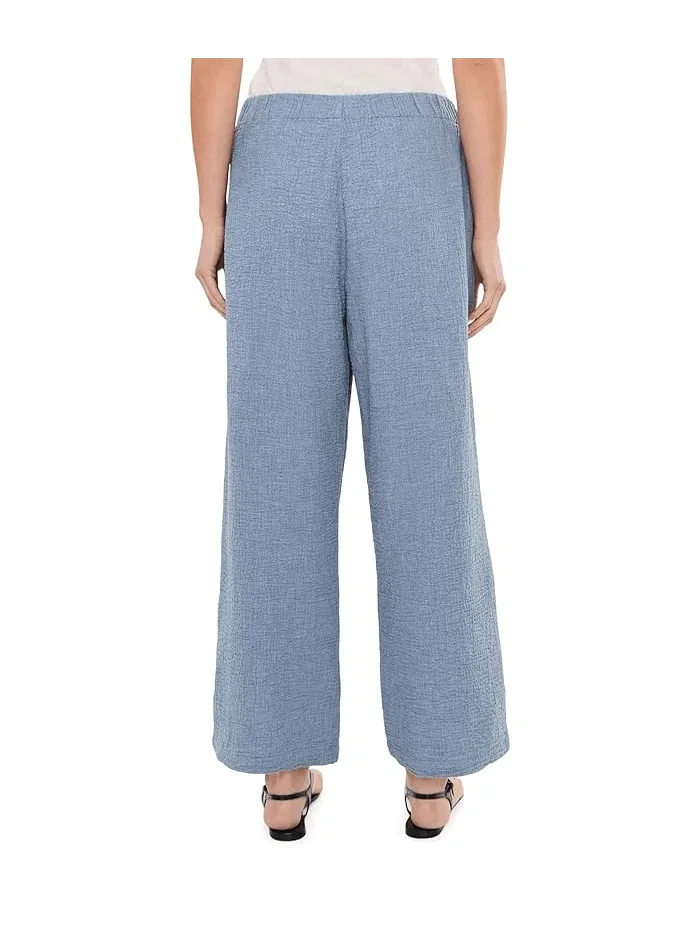 Брюки широкие из органического хлопка Organic Cotton Doubleweave Ankle Wide Pants Eileen Fisher — изображение 4 из 5, дымка