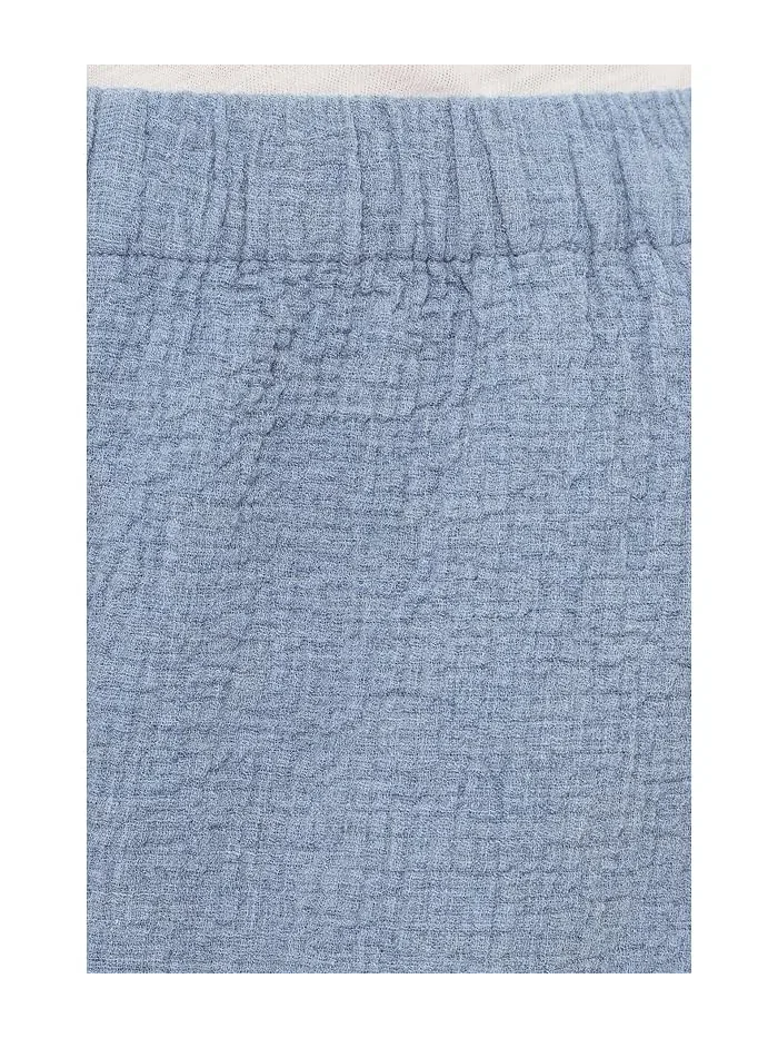 Брюки широкие из органического хлопка Organic Cotton Doubleweave Ankle Wide Pants Eileen Fisher — изображение 5 из 5, дымка