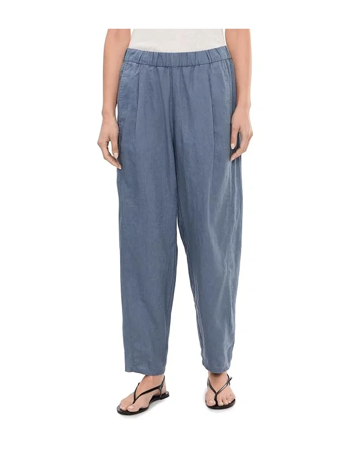 Штаны органические льняные модель Ankle Pleated Lantern Eileen Fisher — изображение 1 из 5, белый