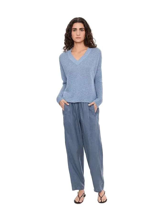 Штаны органические льняные модель Ankle Pleated Lantern Eileen Fisher — изображение 2 из 5, белый