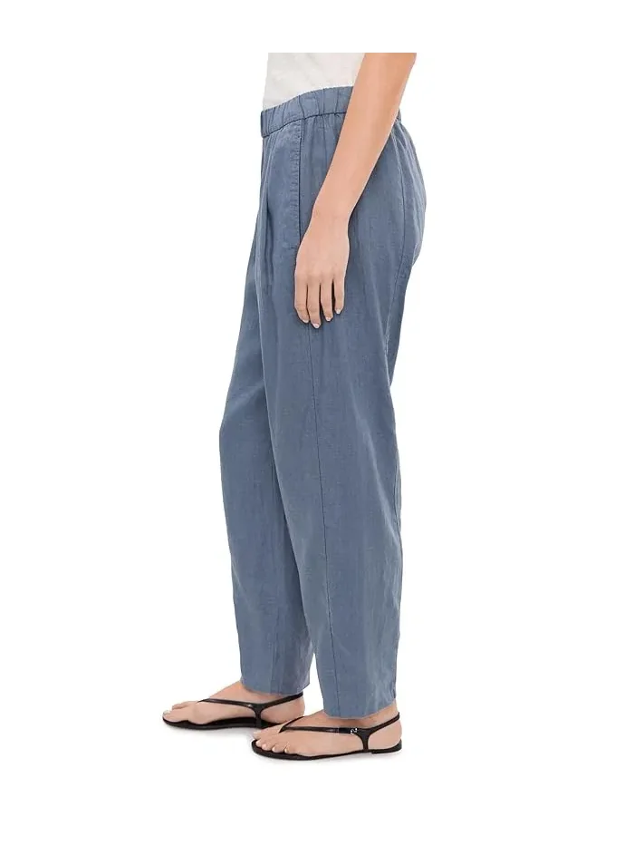Штаны органические льняные модель Ankle Pleated Lantern Eileen Fisher — изображение 3 из 5, белый