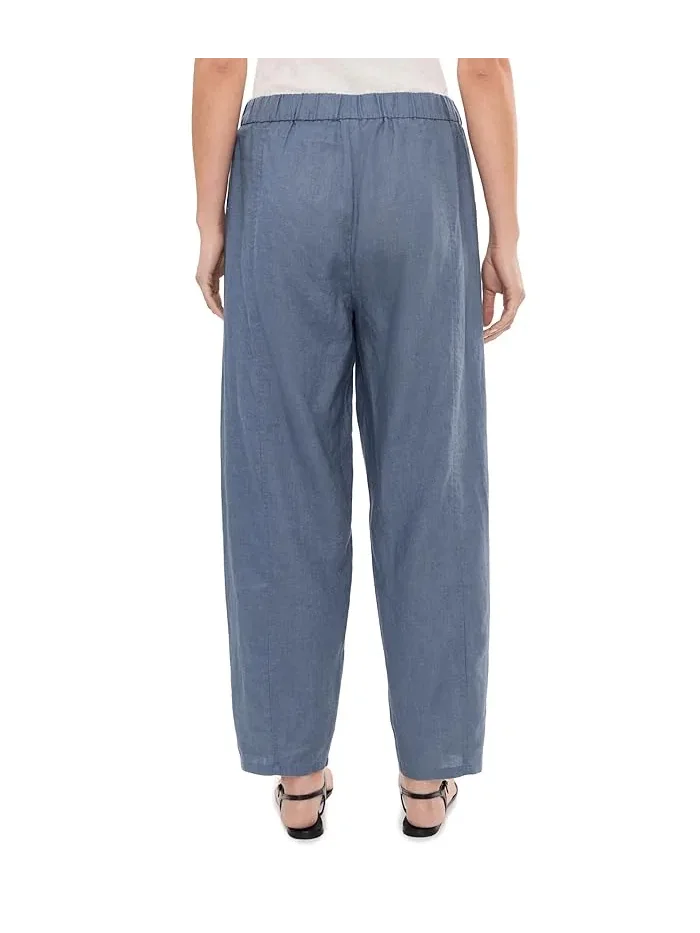 Штаны органические льняные модель Ankle Pleated Lantern Eileen Fisher — изображение 4 из 5, белый