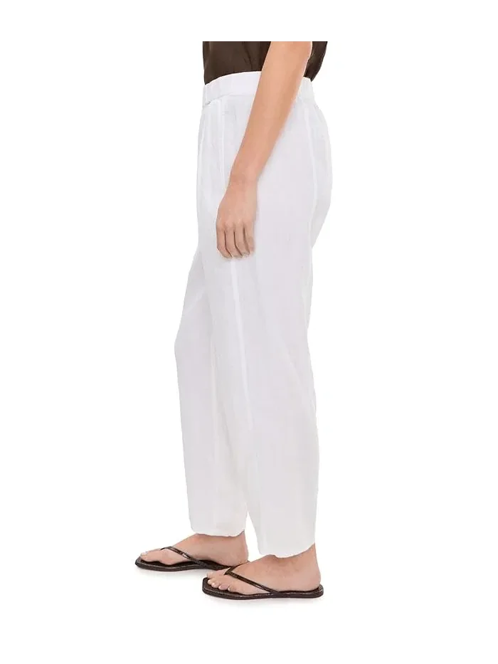 Брюки-фонарик Organic Linen Ankle Pleated Lantern Eileen Fisher — изображение 3 из 5, белый