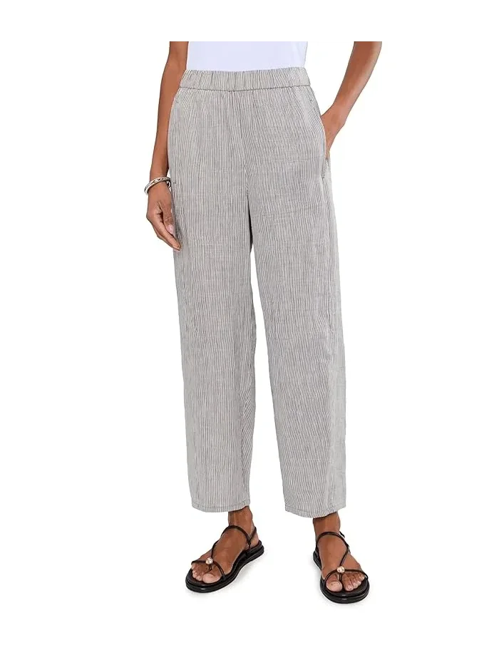 Брюки из органического льна с полосками модель Ankle Lantern Eileen Fisher