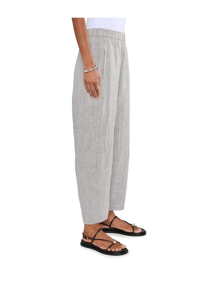 Брюки из органического льна с полосками модель Ankle Lantern Eileen Fisher — изображение 3 из 5, черный