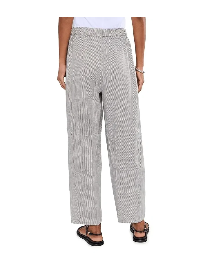 Брюки из органического льна с полосками модель Ankle Lantern Eileen Fisher — изображение 4 из 5, черный