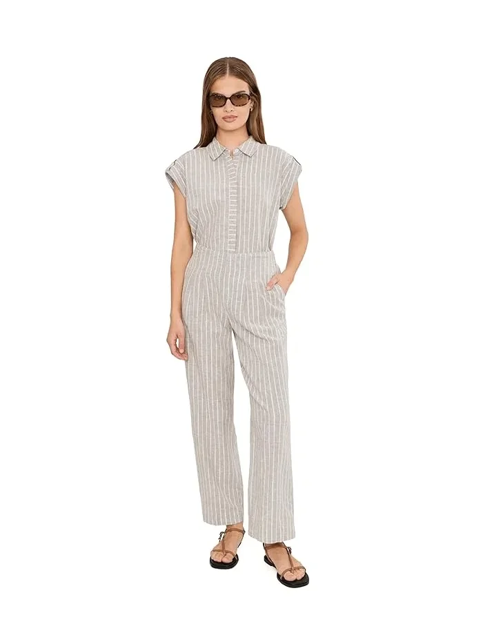 Брюки широкие полосатые льняные Petite Lenox NIC+ZOE — изображение 2 из 5, мульти